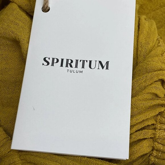 Spiritum Tulum Women’s Itzia Boho Cotton Gauze Maxi Dress – Mustard Yellow OS - Picture 2 of 8